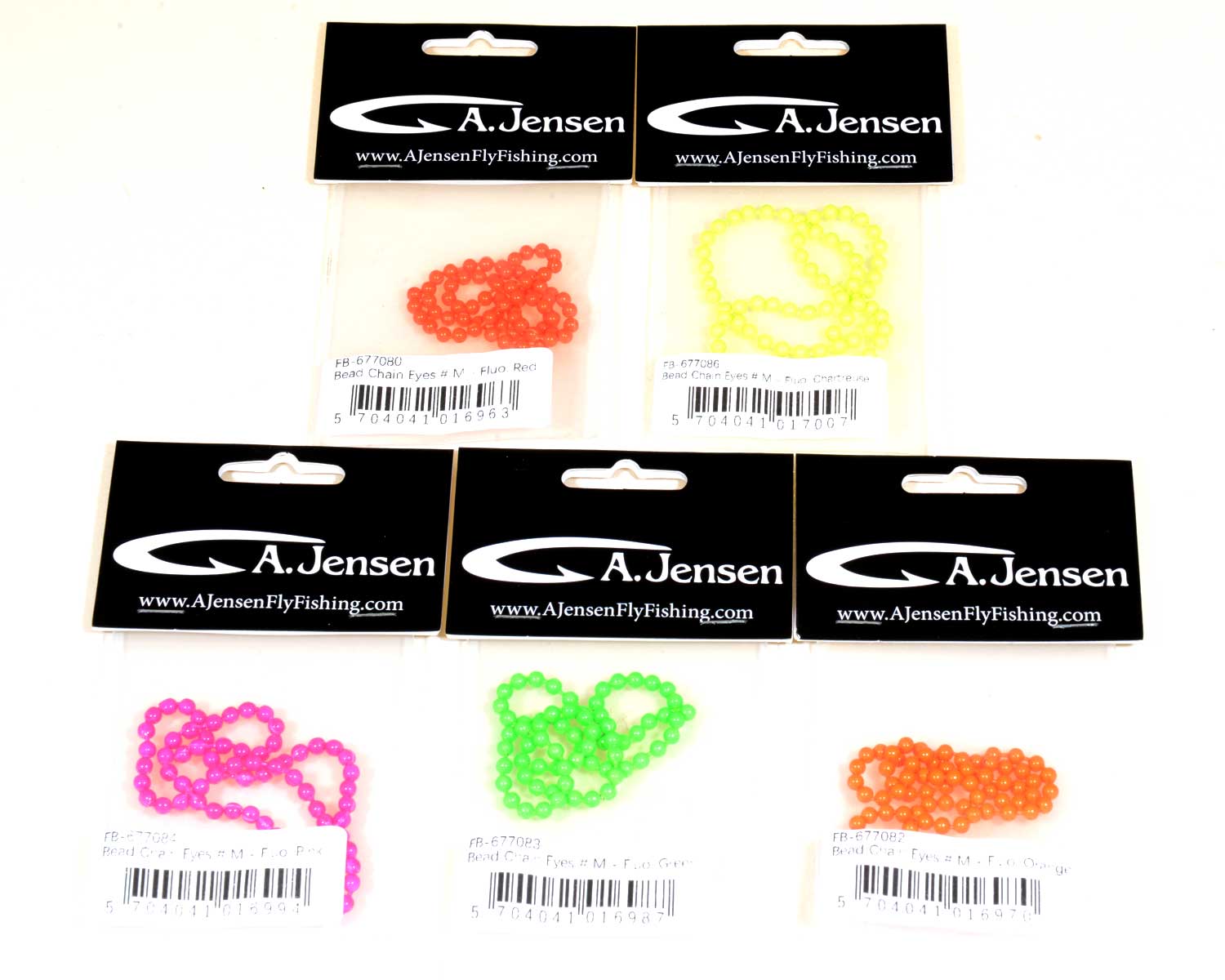 A.Jensen Bead Chain eyes fluo. colors - 1 of each 5 colors